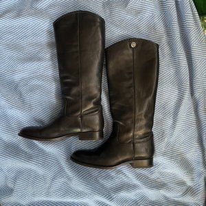 Frye Melissa Black Leather Tall Riding Boots, Size 7.5